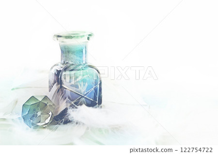 Antique bottle watercolor frame background illustration Antique bottle watercolor frame background illustration 122754722