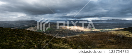 Landscape view showing dramatic clouds over rolling hills in a remote area during the late afternoon. Landscape view showing dramatic clouds over rolling hills in a remote area during the late afternoon. 122754783