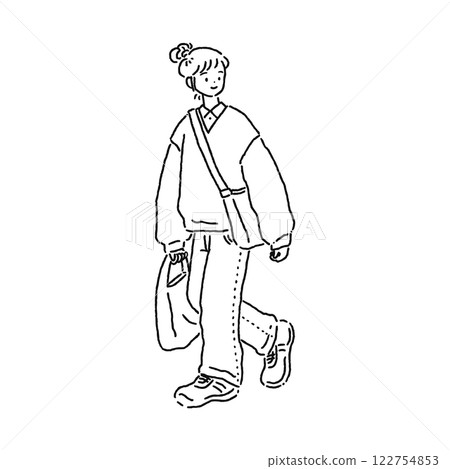 Simple and stylish woman line drawing 122754853