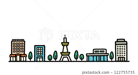 城市景觀、觀光、手繪、可愛插圖 122755735