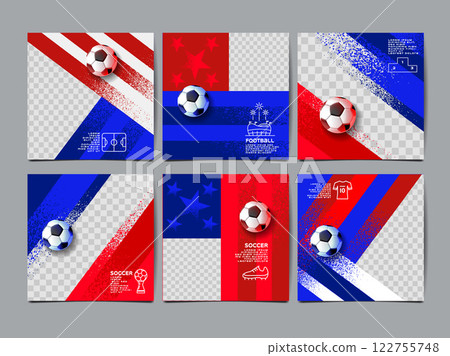 Soccer tournament, square Template , Football Match , layout design vector, America flag 122755748