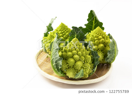 白色背景下的羅馬花椰菜 122755789