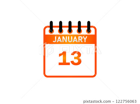 January 13, Calendar icon and Time planner Daily Calendar reminder 122756063