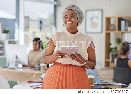 Tablet, work and happy smile of a Muslim black woman in a digital marketing office. International, global and diversity of company with a web market tech worker from Senegal with Islamic hair wrap Tablet, work and happy smile of a Muslim black woman in a digital marketing office. International, global and diversity of company with a web market tech worker from Senegal with Islamic hair wrap 122756757