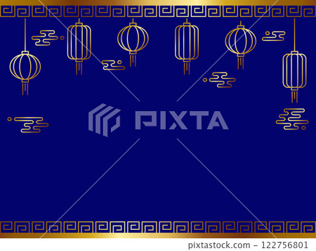Luxurious Chinese-style background: blue and gold 122756801