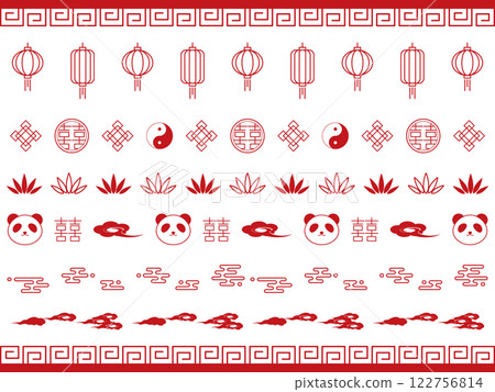 奢華的中國風線條，以紅色為主 122756814