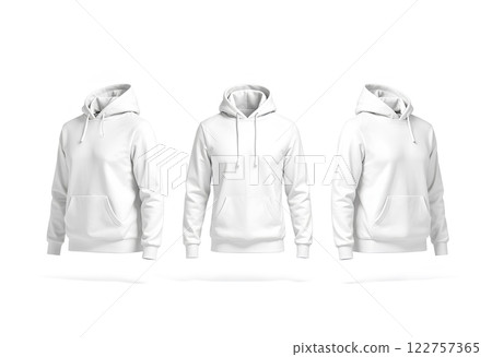 Blank white women sport hoodie mockup, different views. 122757365