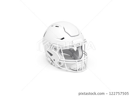 Blank white American football helmet mockup, side view. 122757505
