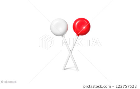 Blank two caramel lollipop with white wrapper mockup, no gravity. 122757528