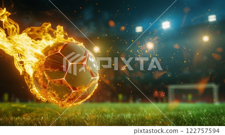 Football soccer ball on field 122757594