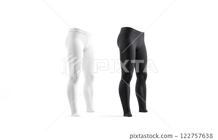 Blank black and white women sport leggings mock up, isolated. Blank black and white women sport leggings mock up, isolated. 122757638