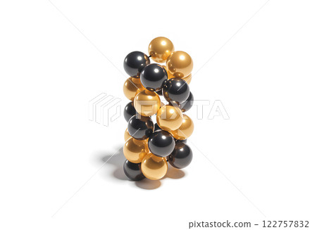 Blank gold and black round balloon column mockup, isolated. 122757832