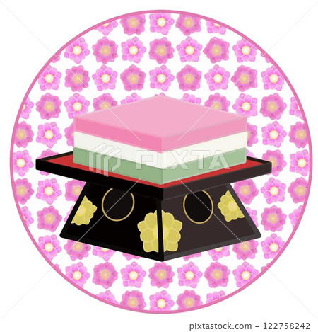 Illustration of Hishimochi with circular background 122758242