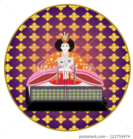 具有圓形背景的雌性小雞插圖 具有圓形背景的雌性小雞插圖 122758474