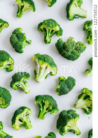 vibrant green fresh broccoli florets 122758512