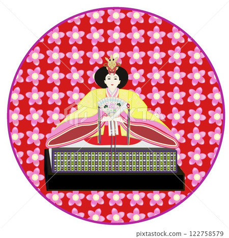 具有圓形背景的雌性小雞插圖 具有圓形背景的雌性小雞插圖 122758579