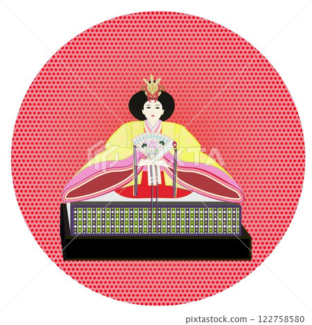 具有圓形背景的雌性小雞插圖 具有圓形背景的雌性小雞插圖 122758580