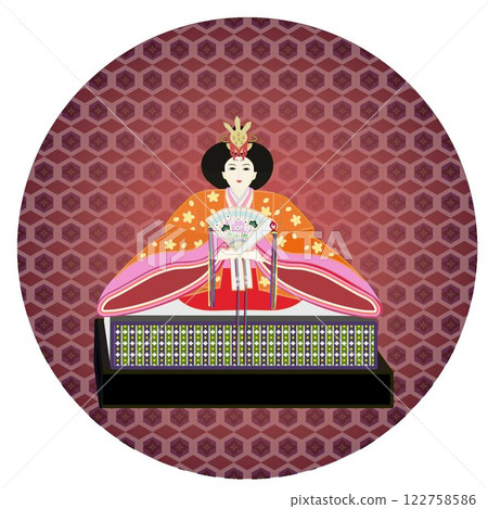 Illustration of a female chick with circular background 122758586