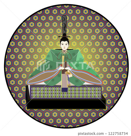 具有圓形背景的男娃娃插圖 具有圓形背景的男娃娃插圖 122758734