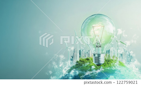 concept of green energy, ecology, composition created from light bulb 122759021