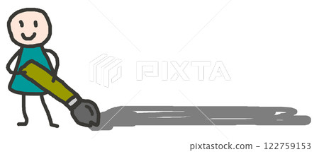 A line illustration of a cute character drawing horizontal lines to make them stand out 122759153