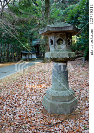 Toyokuni Shrine: A lantern in front of the gate on the middle slope 122759318