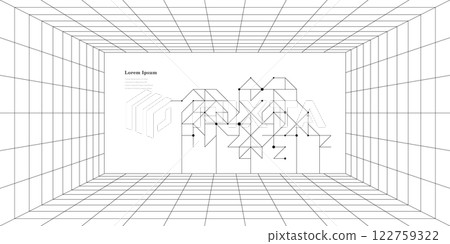 幾何抽象建築技術網格圖案背景 幾何抽象建築技術網格圖案背景 122759322