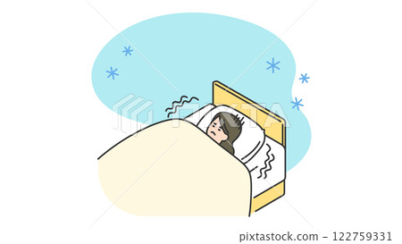 Sleep: A woman has trouble sleeping due to cold 122759331