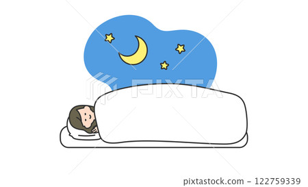 Sleep: A woman lying down on a futon 122759339