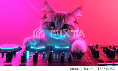 disc jockey dj kitten 122759808