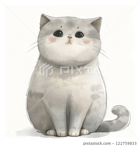 scottish fold flaffy tabby cat isolated on white background 122759833