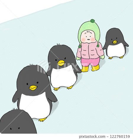Penguin and baby toddling Penguin and baby toddling 122760159