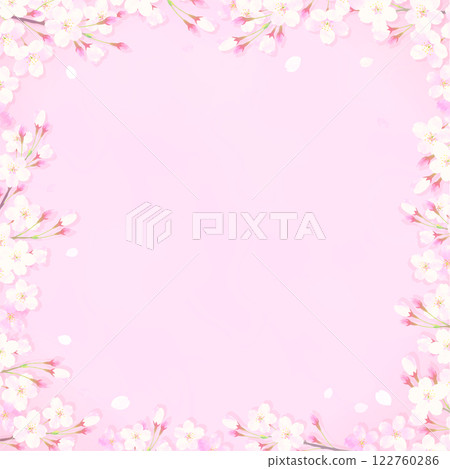Background illustration of cherry blossoms in full bloom and blue sky 122760286
