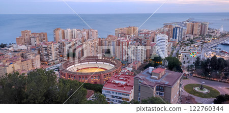 Sunset view of Malaga from Mirador de la Coracha, Malaga, Spain 122760344