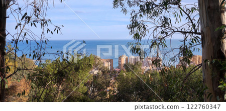 Scenic view from Gibralfaro park overlooking Malaga Coast, Spain 122760347