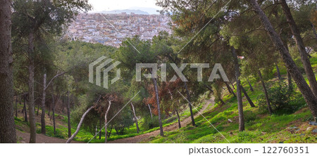 Scenic park landscape around Gibralfaro castle in Malaga, Spain 122760351