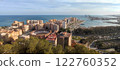 Panoramic view of Malaga featuring Plaza de Toros and port, Spain 122760352