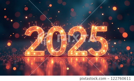 Festive new year background with 2025 number, generative ai 122760611