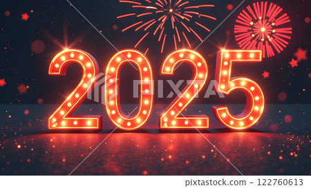 Festive new year background with 2025 number, generative ai 122760613
