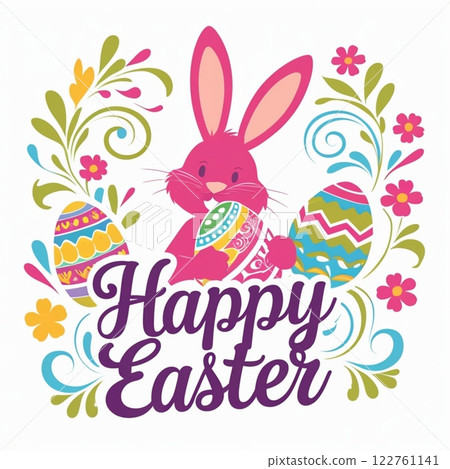 Easter Bunny and Easter Eggs Happy Easter, Easter Bunny and Easter Eggs Happy Easter, 122761141