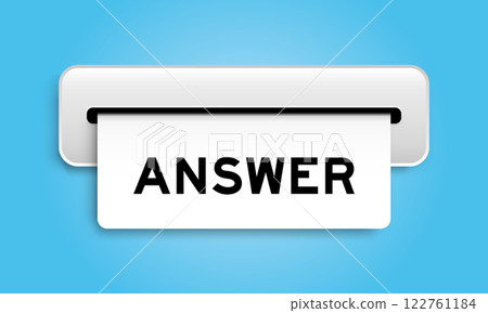 White coupon banner with word answer from machine on blue color background White coupon banner with word answer from machine on blue color background 122761184