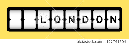 Black color in word london on slot banner with yellow color background Black color in word london on slot banner with yellow color background 122761204