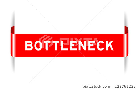 Red color inserted label banner with word bottleneck on white background Red color inserted label banner with word bottleneck on white background 122761223