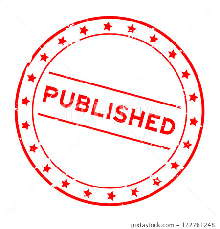 Grunge red published word round rubber seal stamp on white background 122761248