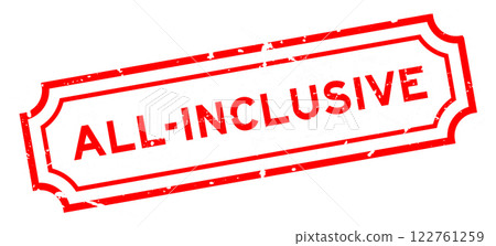 Grunge red all inclusive word rubber seal stamp on white background Grunge red all inclusive word rubber seal stamp on white background 122761259