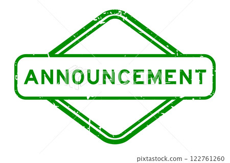 Grunge green announcement word rubber seal stamp on white background Grunge green announcement word rubber seal stamp on white background 122761260