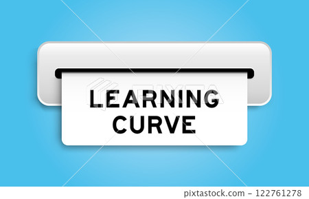 White coupon banner with word learning curve from machine on blue color background 122761278