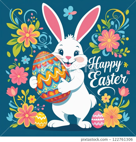 Easter Bunny and Easter Eggs Happy Easter, 122761306