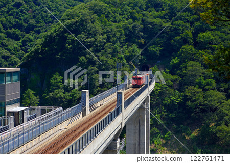 Kansai, Kinki, Yobe Station (Yobe Station), a train on the San'in Main Line crossing the Yobe Bridge, Kami Town, Hyogo Prefecture (5) Kansai, Kinki, Yobe Station (Yobe Station), a train on the San'in Main Line crossing the Yobe Bridge, Kami Town, Hyogo Prefecture (5) 122761471