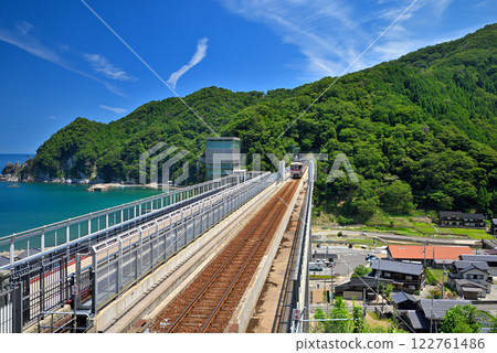 Kansai, Kinki, Yobe Station (Amarube Station), the Sanin Main Line express train Hamakaze crossing the Yobe iron bridge, Kami-cho, Hyogo Prefecture (1) 122761486